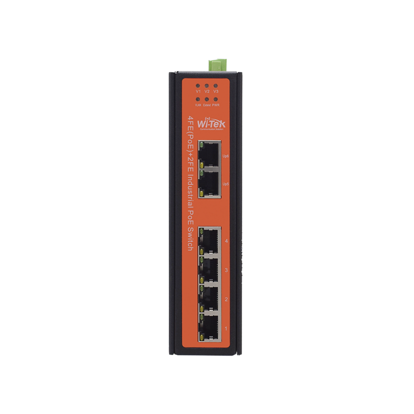 Switch industrial 4 puertos Fast Ethernetcon POE 802.3af/at + 2 puertos UPLINK gigabit