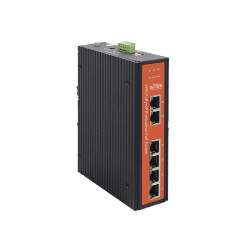 Switch industrial 4 puertos Fast Ethernetcon POE 802.3af/at + 2 puertos UPLINK gigabit