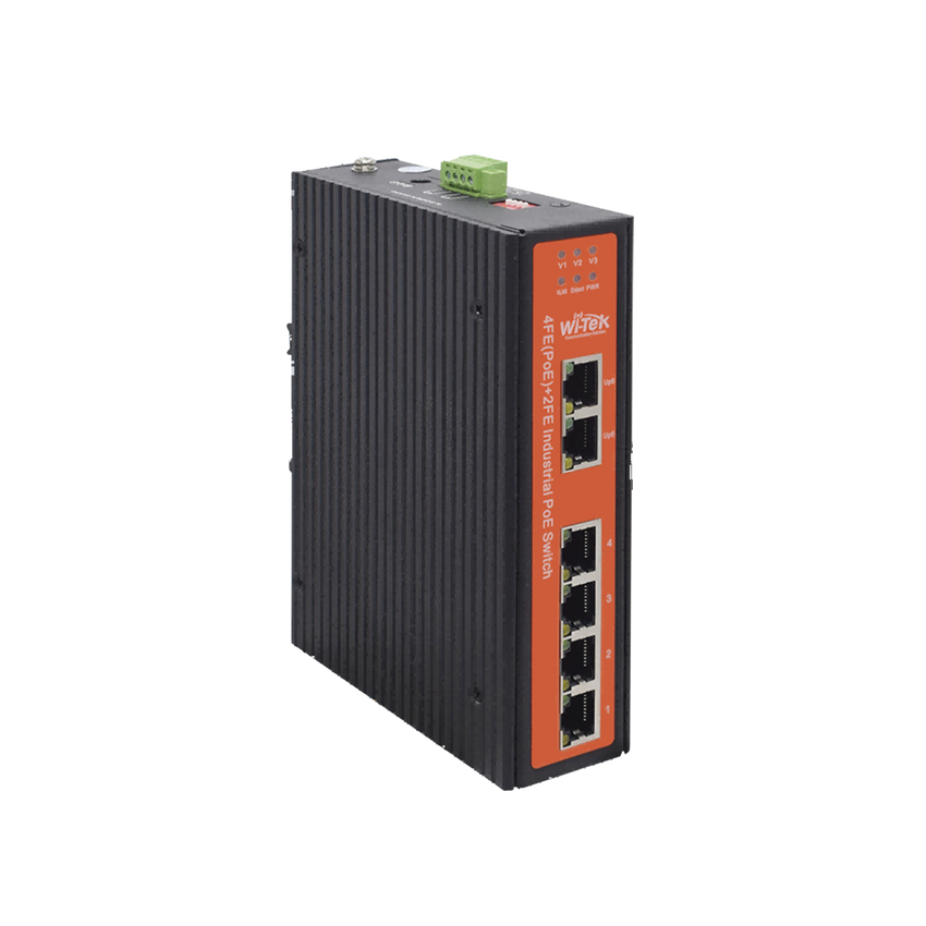 Switch industrial 4 puertos Fast Ethernetcon POE 802.3af/at + 2 puertos UPLINK gigabit