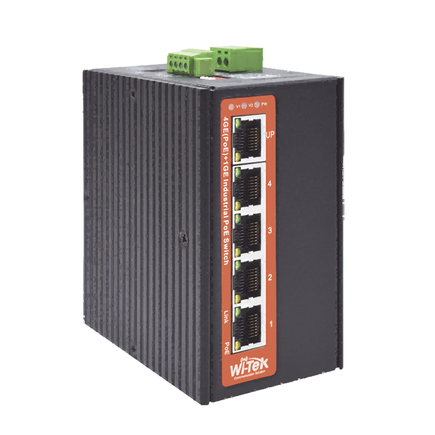 Switch Industrial PoE++ / No administrable / Con 4 puertos Gigabit PoE / 1 puerto Gigabit Uplink / Presupuesto 120W