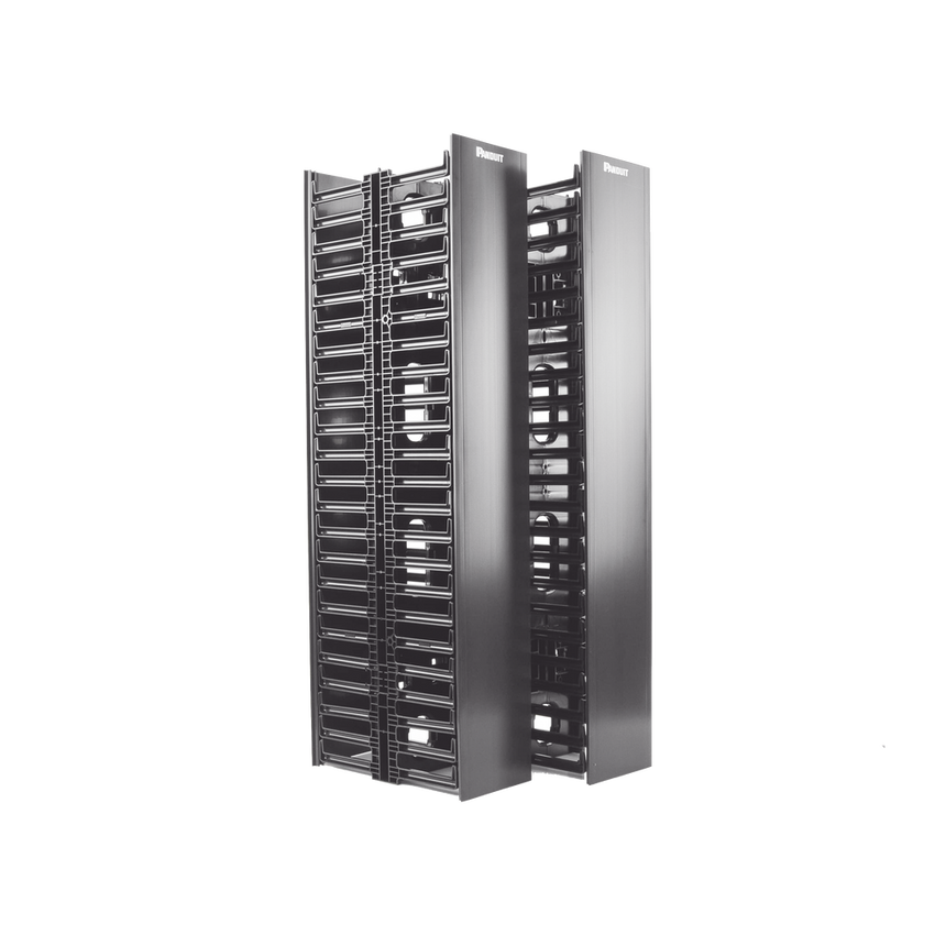 Organizador Vertical NetRunner, Doble (Frontal y Posterior), para Rack Abierto de 45 Unidades, 6.7in de Ancho, Color Negro