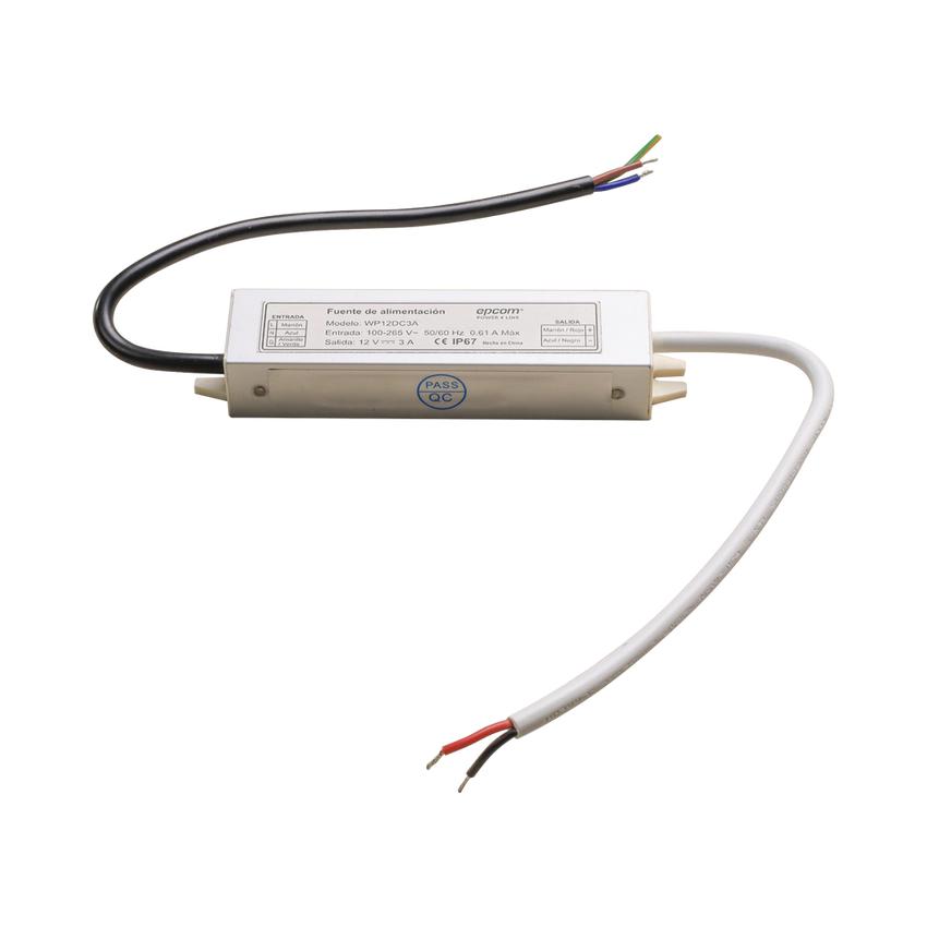 Fuente 12 V | 3 Amperes | Waterproof | Intemperie grado IP67