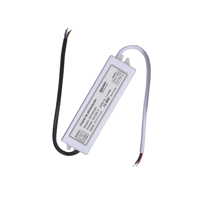 Fuente 12 V / 5 Amperes / Waterproof / Intemperie grado IP67