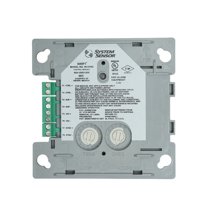 Módulo de Sincronización Inalámbrico / Compatible con Paneles Notifier, Fire-Lite, Silent Knight y Farenhyt / Incluye Baterías