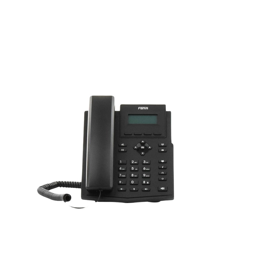 Teléfono IP empresarial para 2 lineas SIP con pantalla LCD,  Puertos Gigabit, Códec Opus, conferencia de 6 vías, PoE.