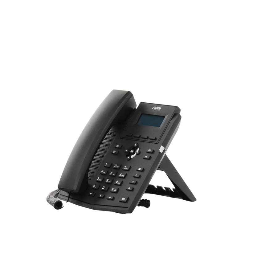 Teléfono IP / 2 Líneas SIP / Pantalla LCD 2.3" 132x64 / Audio HD G.722 y Opus / Conferencia 6 Vías / PoE 802.3af / Puertos Ethernet Duales 10/100 / Soporte EHS