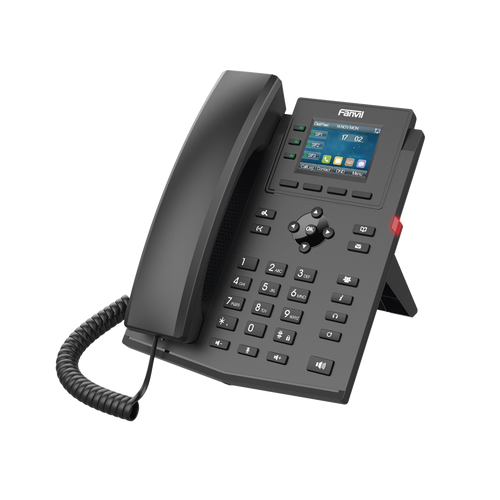 Teléfono IP empresarial para 4 líneas SIP con pantalla LCD de 2.4 pulgadas a color, Opus y conferencia de 3 vías, PoE.