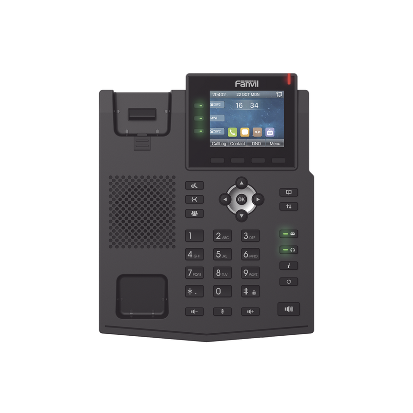 Teléfono IP / 6 Líneas SIP / Pantalla LCD a Color 2.8" / Audio HD G.722 y Opus / Conferencia 3 Vías / Puertos Gigabit / PoE 802.3af / OpenVPN / IPv6