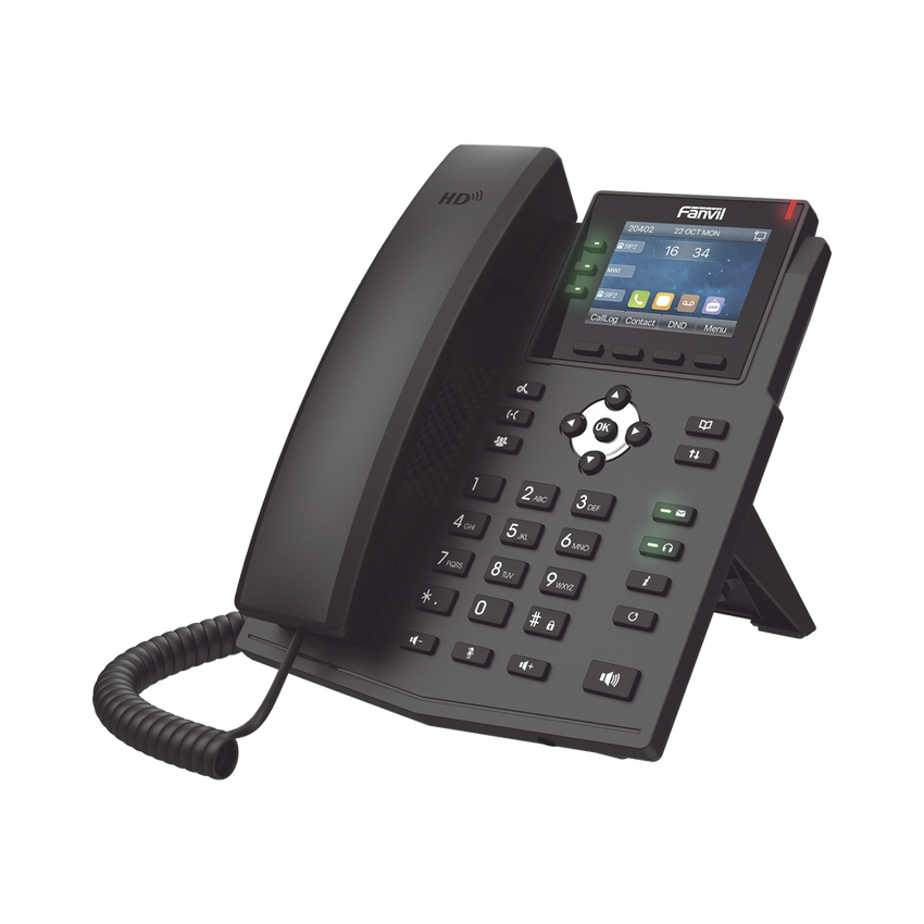 Teléfono IP / 6 Líneas SIP / Pantalla LCD a Color 2.8" / Audio HD G.722 y Opus / Conferencia 3 Vías / Puertos Gigabit / PoE 802.3af / OpenVPN / IPv6