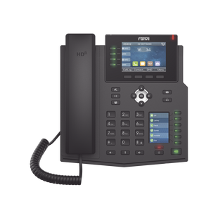 Teléfono IP Empresarial con Estándares Europeos, 16 líneas SIP con pantalla LCD a color 3.5", 30 teclas DSS/BLF, puertos Gigabit, IPv6, Opus y conferencia de 3 vías, PoE/DC