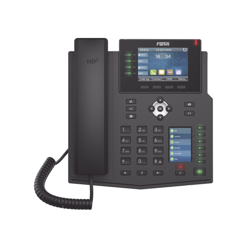 Teléfono IP Empresarial con Estándares Europeos, 16 líneas SIP con pantalla LCD a color 3.5", 30 teclas DSS/BLF, puertos Gigabit, IPv6, Opus y conferencia de 3 vías, PoE/DC