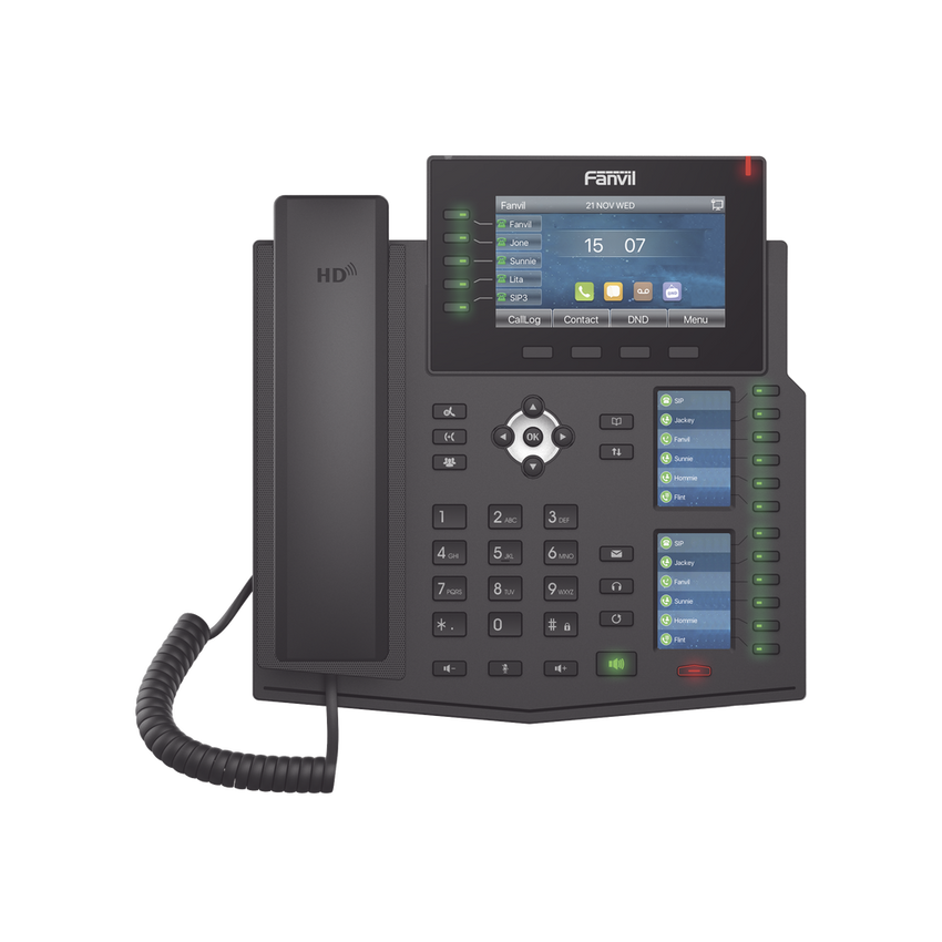 Teléfono IP Empresarial con Estándares Europeos, 20 lineas SIP con pantalla LCD a color, 60 teclas DSS/BLF, puertos Gigabit, IPv6, Opus , PoE/DC