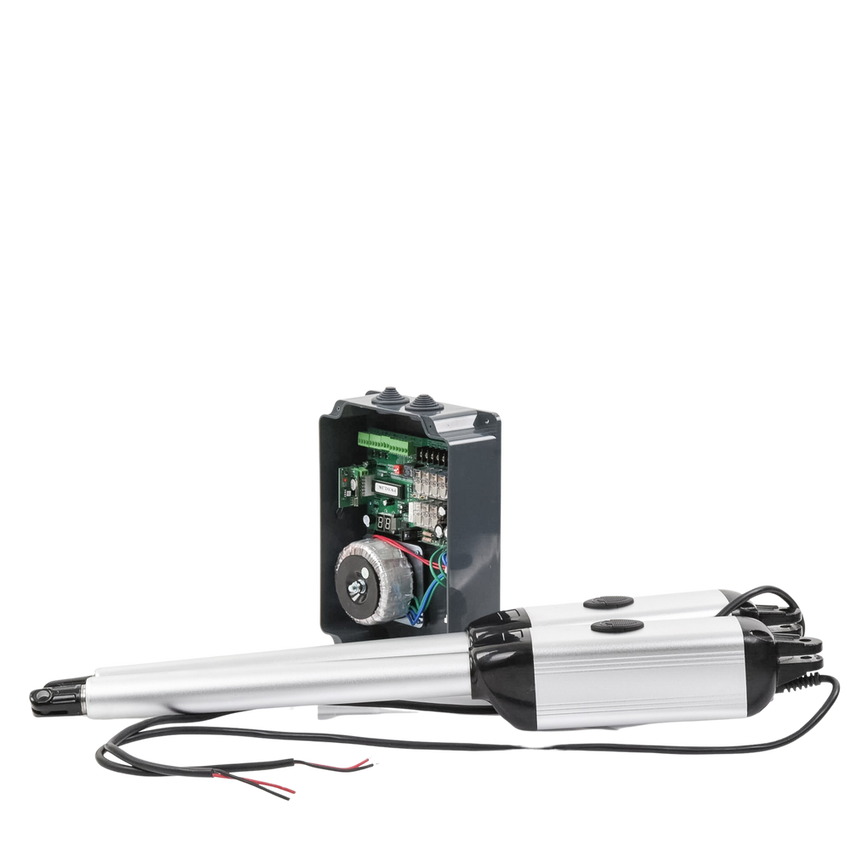 Kit de brazos para automatizar portones vehiculares abatibles de 2 hojas/ 3 Mts / 300 Kg / Uso solo residencial / Compatible con respaldo de energía