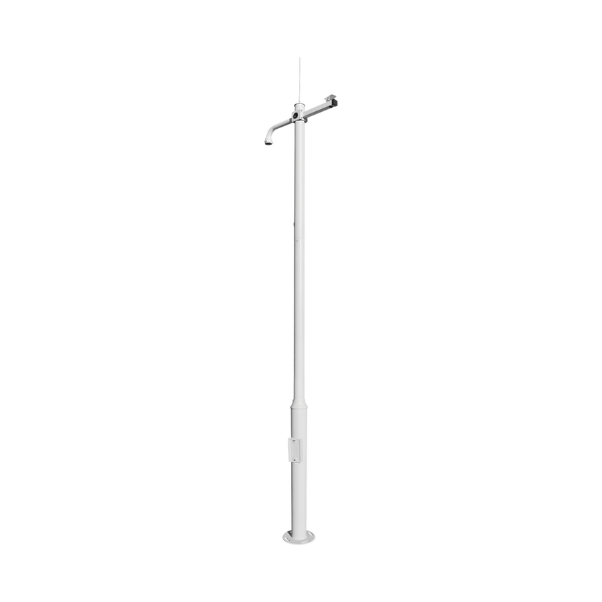 Poste Seccionado de 3 Metros / Especializado para la Instalación de Videovigilancia / Incluye Base de Cimentación y Brazo para Cámara PTZ / Color Negro