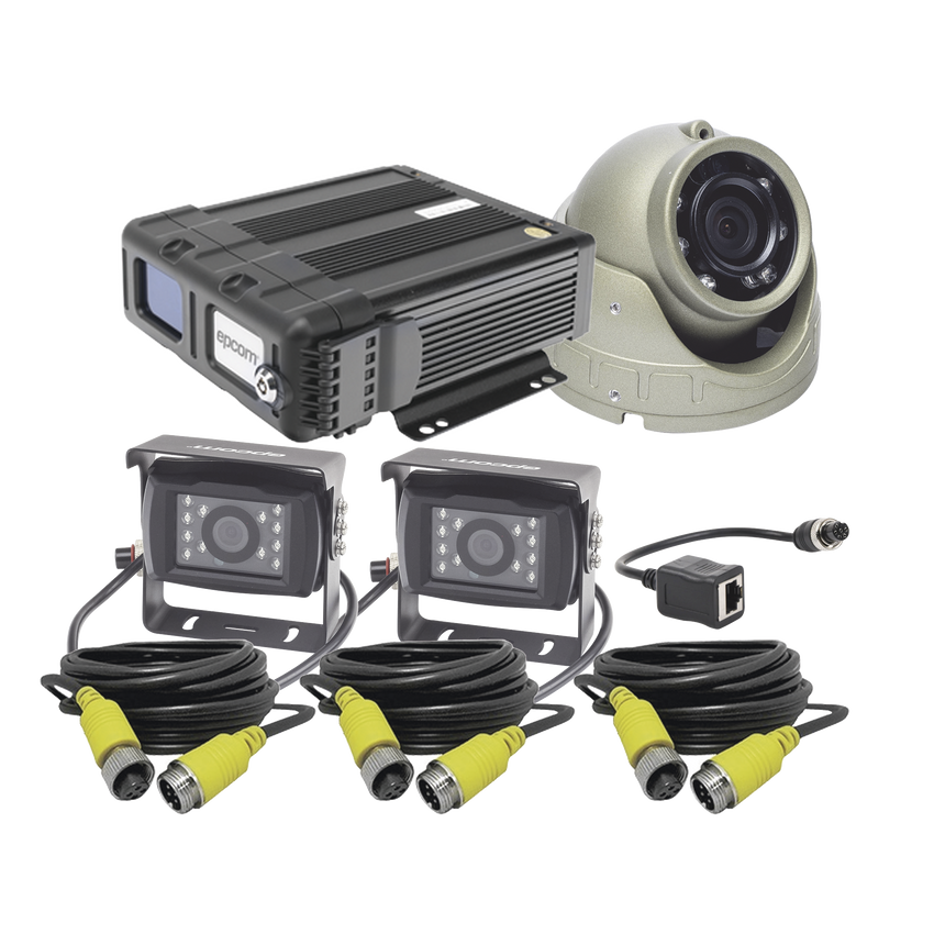 KIT DVR PARA VEHICULO /  INCLUYE /  CÁMARAS PARA INTERIOR /  CÁMARA PARA EXTERIOR, / 2MP AHD /  CABLES EXTENSORES / ADAPTADOR LAN.