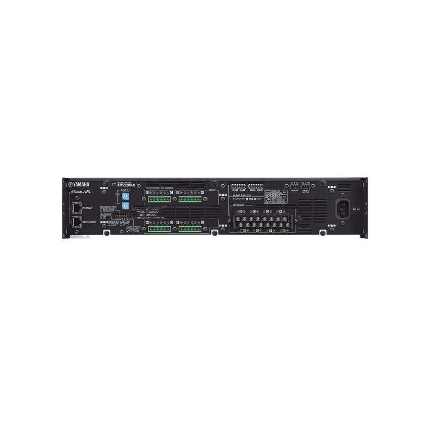 Amplificador de Audio Multicanal con Conexión Análoga / DANTE | 8 Canales, 280W | 8 OHMS | 70/100V