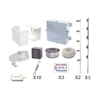 KIT ESENCIAL PARA 25Mts PERIMETRALES DE CERCO ELÉCTRICO PARA PROTECCIÓN DE ROBOS EN CASAS, NEGOCIOS, BODEGAS,ETC.