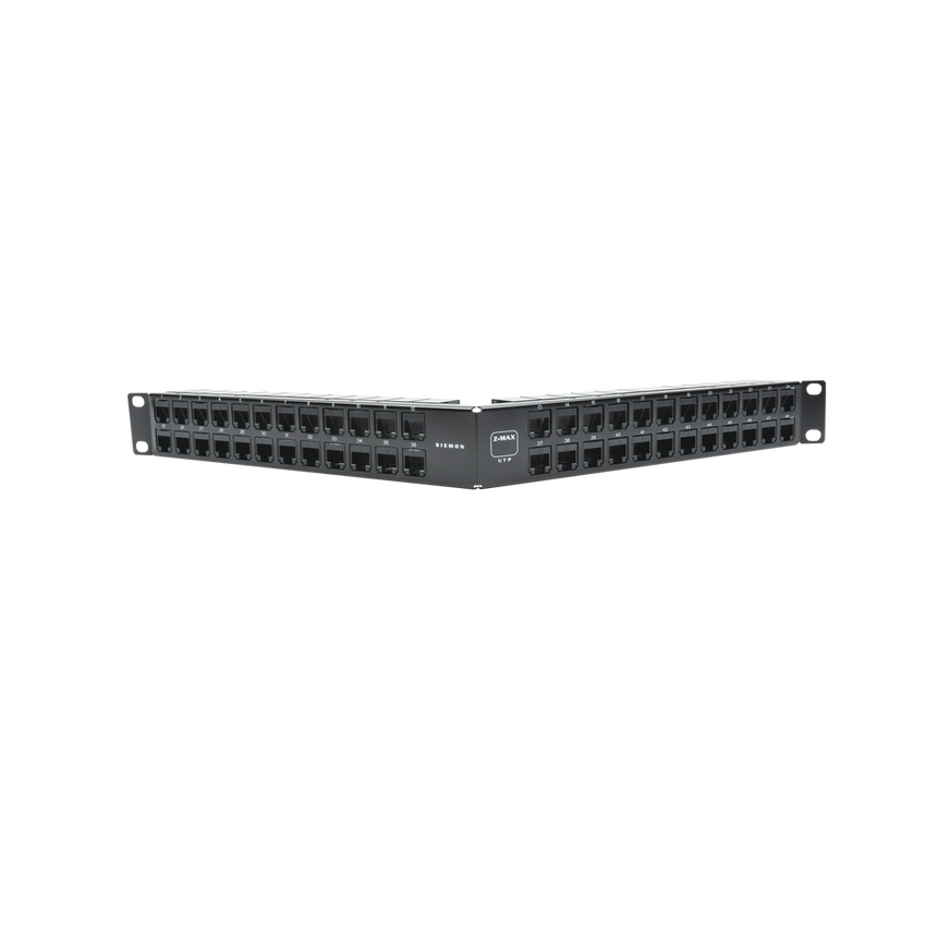 Patch Panel UTP Z-MAX Categoría 6A, de 48 Puertos, Angulado, 1UR