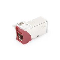 Jack Z-MAX Cat6A, Blindado, Montaje Híbrido en Placa de Pared (Plano y Angulado), Color Rojo