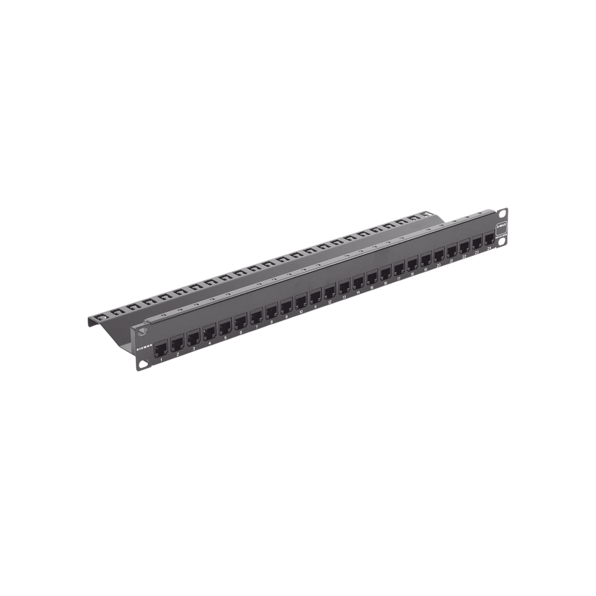 Patch Panel Z-Max de 24 Puertos, Blindado, Precargado con Jacks Categoría 6A, Plano, 1UR