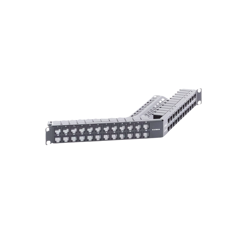 Patch Panel Z-Max de 48 Puertos, Blindado, Precargado con Jacks Categoría 6A, Angulado, 1UR