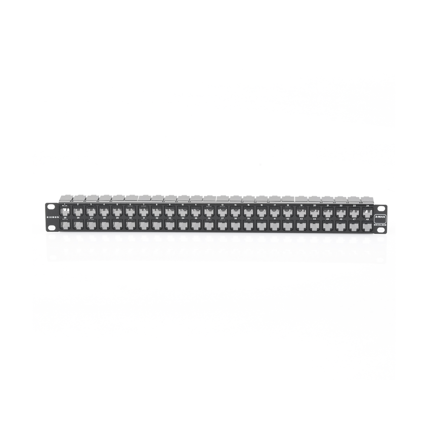 Patch Panel Z-Max de 48 Puertos, Blindado, Precargado con Jacks Categoría 6A, Plano, 1UR