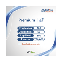 LICENCIA PREMIUM BIOTIME CLOUD 2.0  / 500 USUARIOS / 60 DISPOSITIVOS (Licencia Anual)