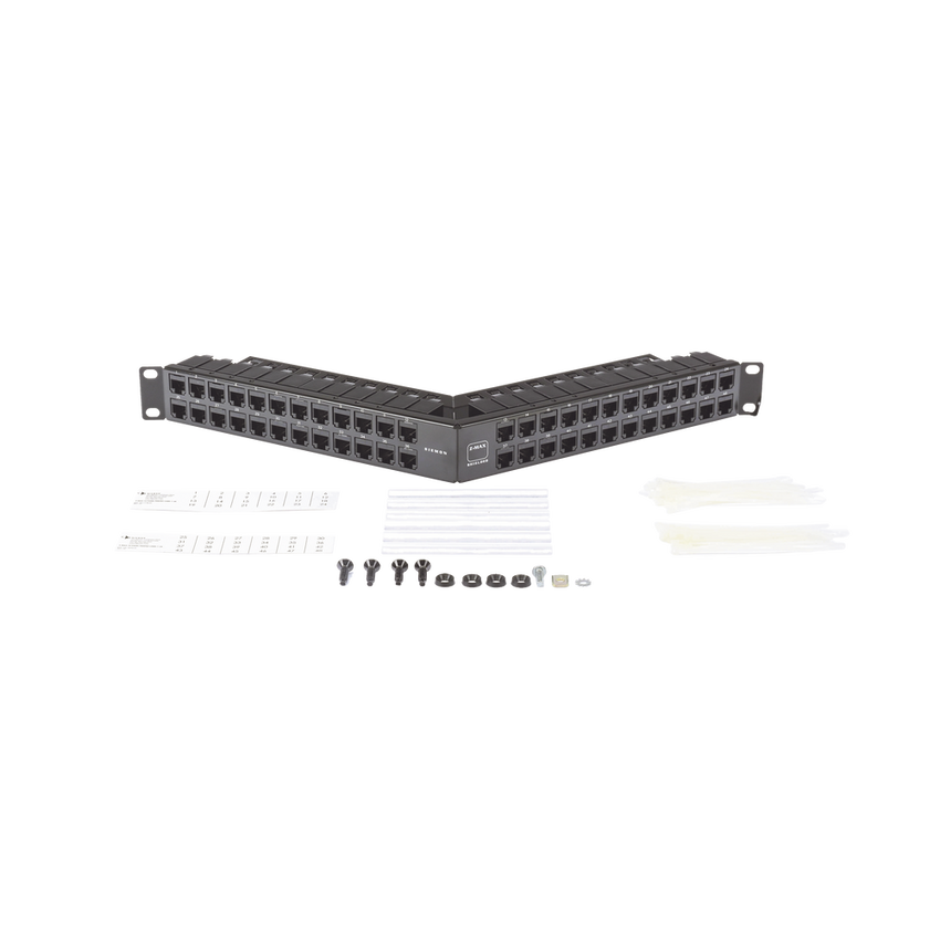 Patch Panel Z-MAX de 48 Puertos, Blindado, Modular (Vacío), Angulado, 1UR