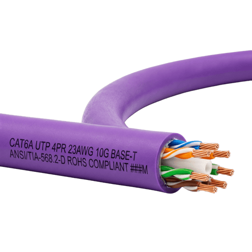 Bobina de Cable UTP de 4 Pares, Vari-MaTriX HD, Cat6A, 23 AWG, CMR (Riser), Color Violeta, 305 Metros (1000 Pies)