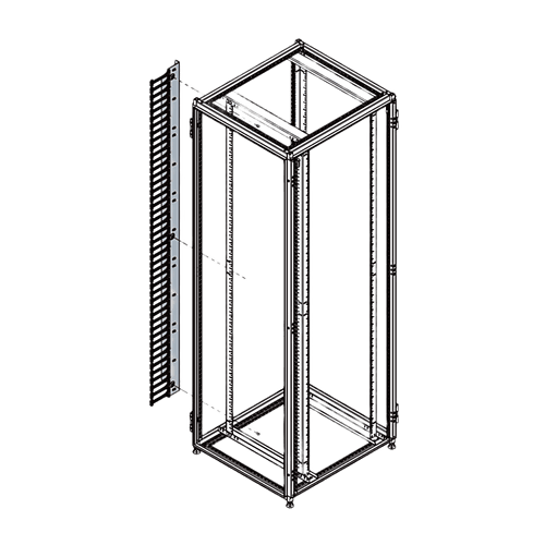 Organizador Vertical de Cables Rack 48 UR / Acero Negro / Sección 95x208 mm / Capacidad 726 Cables / Fijación Flecha 1.75 pulg