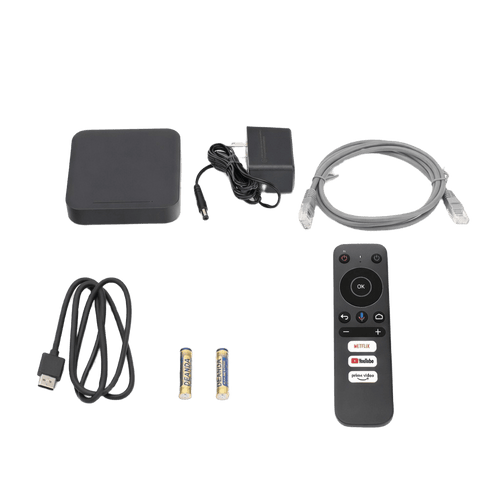 STB 4K Android con Google TV / Alto Rendimiento / Conexión Wi-Fi y por Cable / Control Remoto Bluetooth / Salida HDMI / Software de Gestion para ISP´s