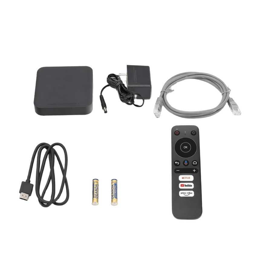 STB 4K Android con Google TV / Alto Rendimiento / Conexión Wi-Fi y por Cable / Control Remoto Bluetooth / Salida HDMI / Software de Gestion para ISP´s