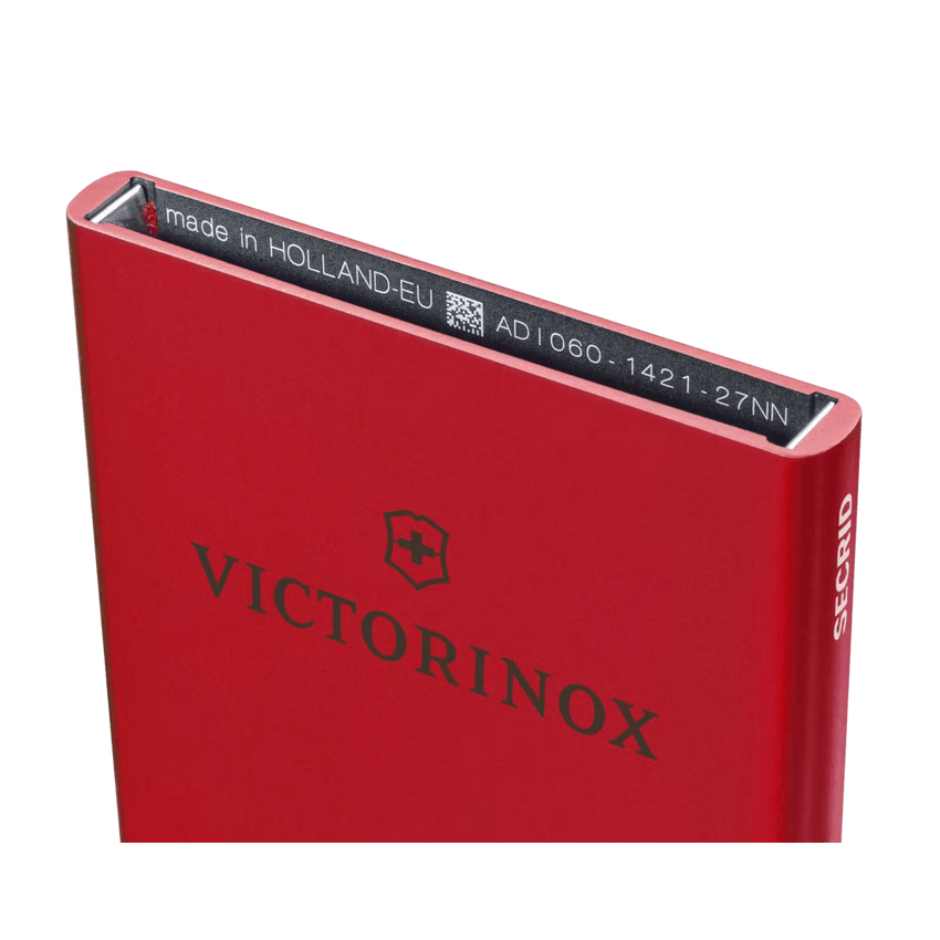 Tarjetero / Almacenamiento Seguro 4-6 Tarjetas / Aluminio Duradero / Protección RFID / Sistema Deslizamiento Patentado / Color Rojo.