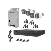 Kit HiLook Audio Bidireccional TurboHD 1080p / DVR Metalico 4 Canales / 4 Cámaras Bala (Exterior) con Bocina y Micrófono Integrado / 1 Fuente de Poder / Accesorios