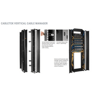 Organizador Vertical CableTek, Sencillo (Solo Frontal), Para Rack Abierto de 45 Unidades, 6 in de Ancho, Color Negro