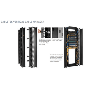 Organizador Vertical CableTek, Sencillo (Solo Frontal), Para Rack Abierto de 45 Unidades, 6 in de Ancho, Color Negro