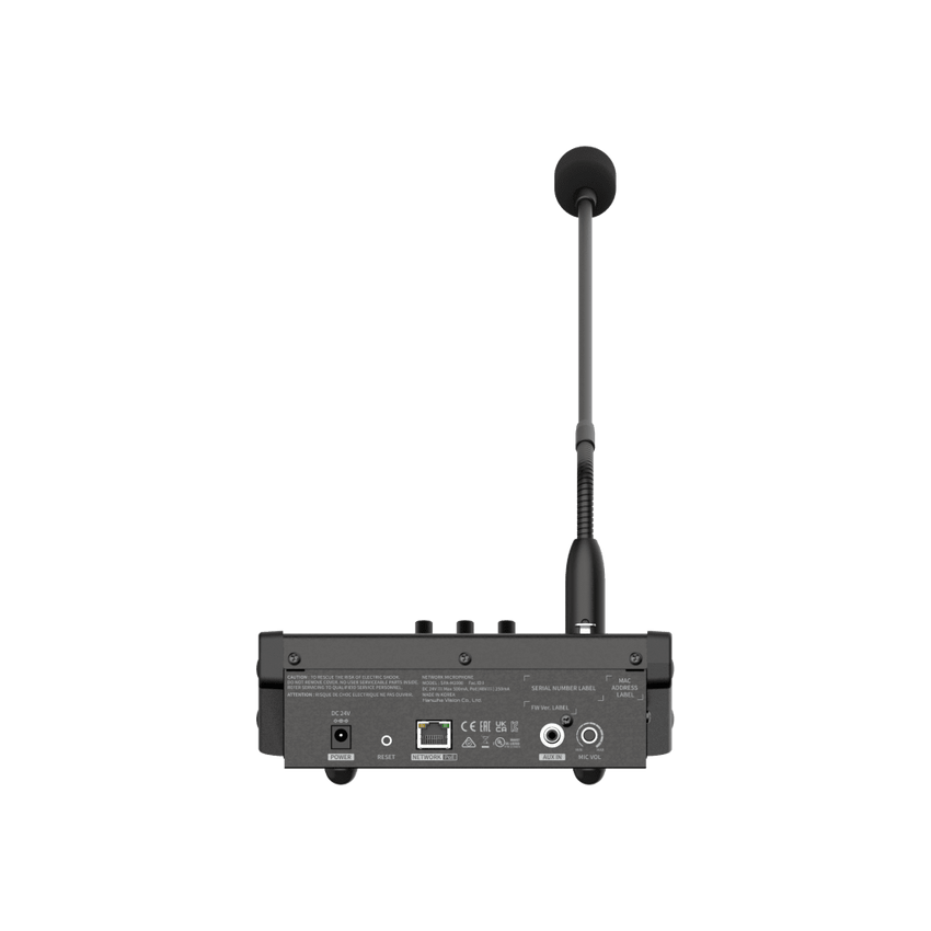 Micrófono IP SIP / Frecuencia 100Hz~6kHz / PoE IEEE 802.3 af / 10/100 Base-T / Protocolos SIP, HTTP, HTTPS / Seguridad SHA-2 / Certificaciones EMC y Safety
