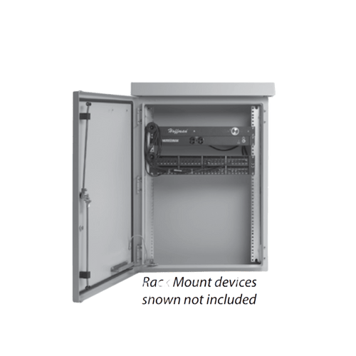 Gabinete Para Exterior OSP ComLine de 18 UR, 600 mm de Ancho, 500 mm de Profundidad De Aluminio, Color Gris Claro Con Protección NEMA 4/12/4X/3/3R; IP66