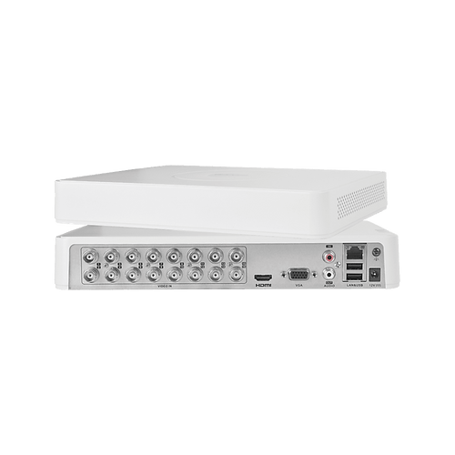 DVR 16 Canales TurboHD + 2 Canales IP / 2 Megapixel (1080p) Lite / Acusense Lite (Evita Falsas Alarmas) / Audio por Coaxitron y Bidireccional / 1 Bahía de Disco Duro / H.265+ / Salida de Video Full HD