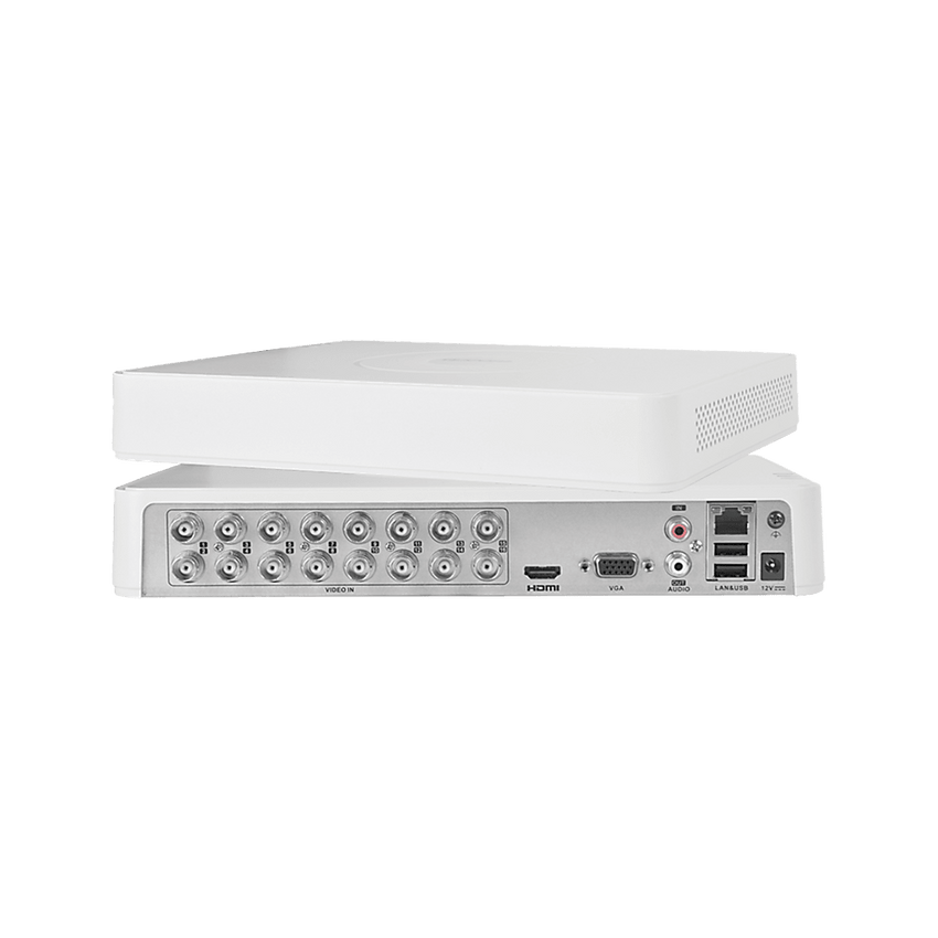 DVR 16 Canales TurboHD + 2 Canales IP / 2 Megapixel (1080p) Lite / Acusense Lite (Evita Falsas Alarmas) / Audio por Coaxitron y Bidireccional / 1 Bahía de Disco Duro / H.265+ / Salida de Video Full HD