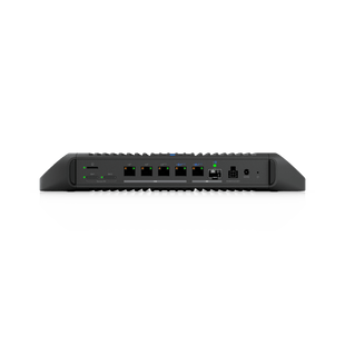 Cloud Gateway Industrial Rugerizado sin Ventilador con Puertos 10 GbE, 350W de Potencia Total para Despliegues PoE de Alta Densidad, Enrutamiento Avanzado y Almacenamiento microSD para Aplicaciones UniFi