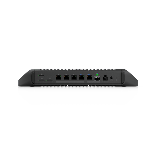 Cloud Gateway Industrial Rugerizado sin Ventilador con Puertos 10 GbE, 350W de Potencia Total para Despliegues PoE de Alta Densidad, Enrutamiento Avanzado y Almacenamiento microSD para Aplicaciones UniFi