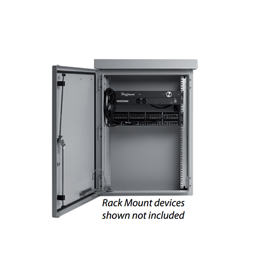 Gabinete Para Exterior OSP ComLine de 18 UR, 700 mm de Ancho, 600 mm de Profundidad De Aluminio, Color Gris Claro Con Protección NEMA 4/12/4X/3/3R; IP66