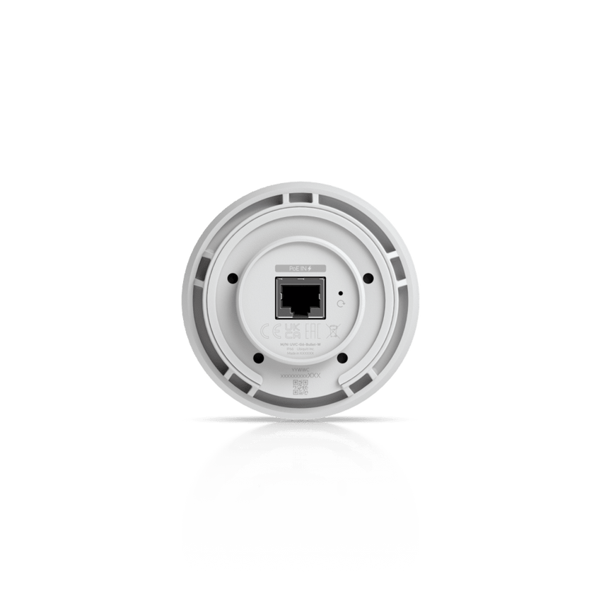 Cámara UniFi Protect G6 Bullet Color Blanco, PoE, 1.8" 4K, AI Multi-TOPS, Visión Nocturna IR 30m, Protección IP66, Reconocimiento Facial y Placa, Montaje en Pared, Techo, Poste
