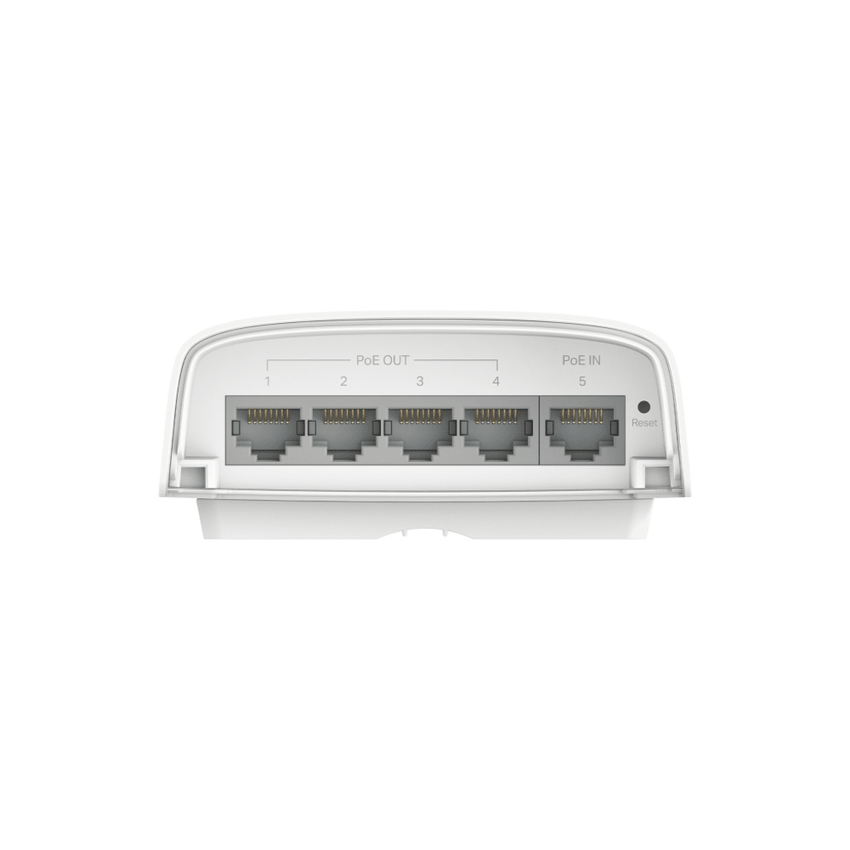 Switch PoE Omada Para Exterior / 1 Puerto PoE++ IN 802.3 af/at/bt / 4 Puertos PoE+ OUT Gigabit / Adminstración Centralizada Omada