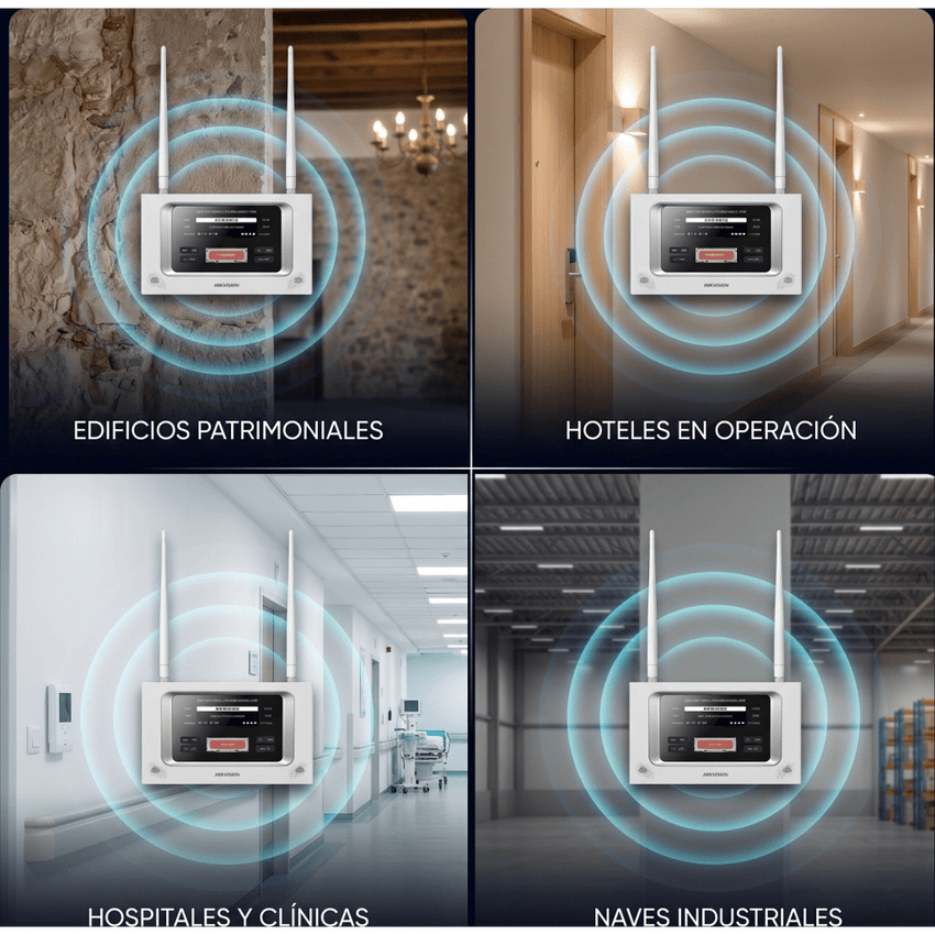 (HikFire) Panel Inalámbrico de Detección de Incendio (Gateway LoRa) / Pantalla LCD Táctil / Comunicación hasta 2 km / Gestión de 128 Dispositivos / Encriptación AES128 / Integración a HikCentral Professiona