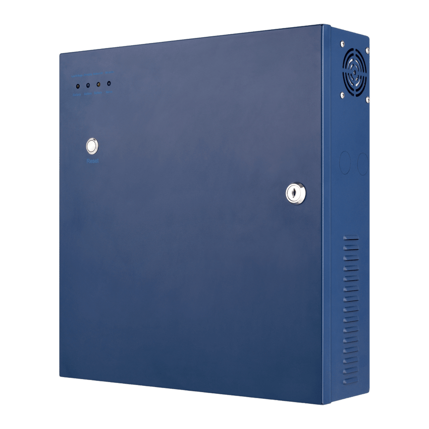 Fuente de poder profesional PoE (Power over Ethernet) de 8 puertos con capacidad total de 360W, diseñada específicamente para sistemas de videovigilancia CCTV y control de acceso.