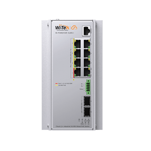 Switch Industrial Administrable Gigabit con 2 Puertos PoE bt + 6 Puertos PoE af/at o 24 V Pasivo + 2 SFP Gigabit, 240 W