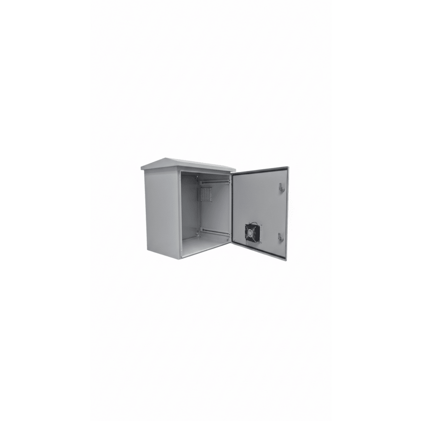 Kit Gabinete Ventilado de Acero, Montaje Rack 19" 11U, IP55 Uso en Exterior (593 x 609 x 399 mm) con Placa Trasera Interior Metálica y Compuerta Inferior Atornillable. Incluye Ventilador, Ventilas, filtros, Terminal de Tierra Física, Ch