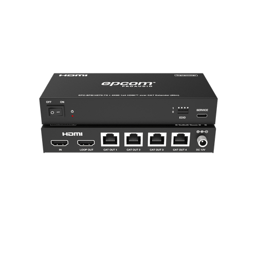 Splitter Extensor 1x4 | 4K@60Hz a 60m | 4K@30Hz a 70m | Cable Cat6 | EDID | HDCP 2.2 | Salida Loop
